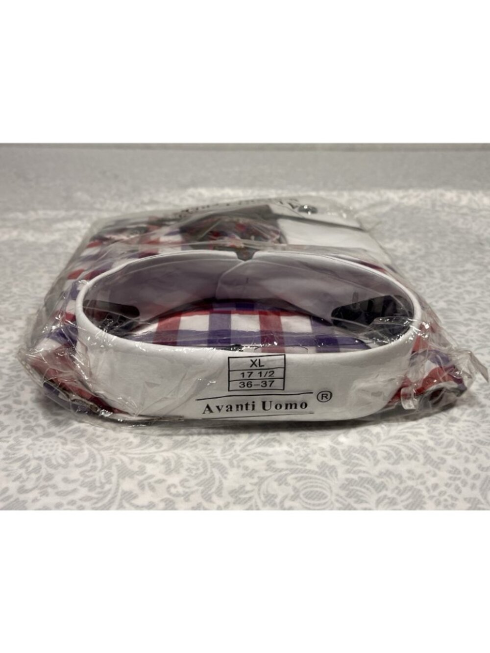 Avanti Uomo Dress Shirt Set 17.5 36/37 XL Plaid Paisley Tie Pocket Square NWT - Picture 7 of 13